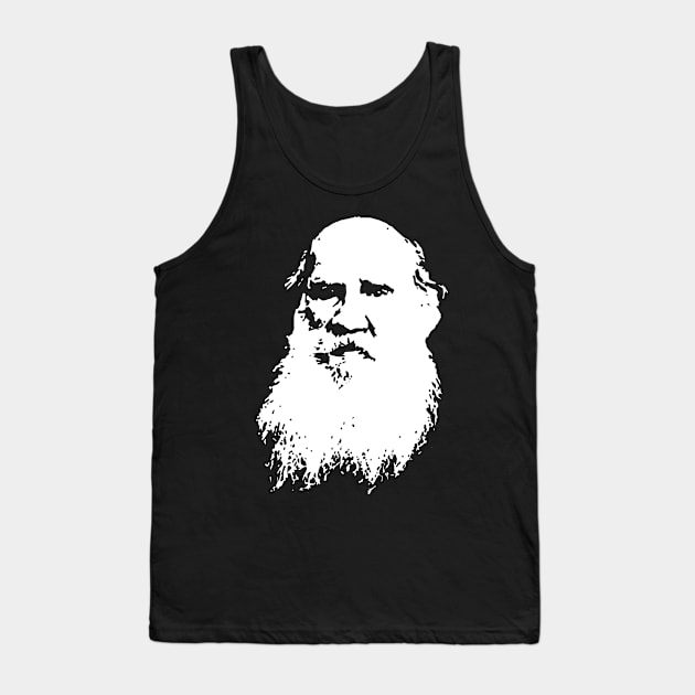 Leo Tolstoy White On Black Tank Top by Nerd_art